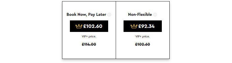 Example VIP Plus prices.